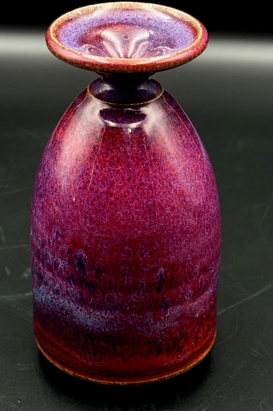 Robert Behr Studio Art Pottery Small Weed Pot Vase Flambe Purple Haze Handthrown